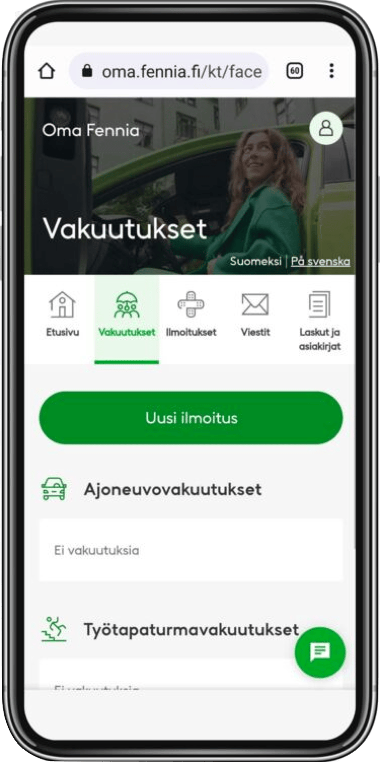 Fennia self-service portal after