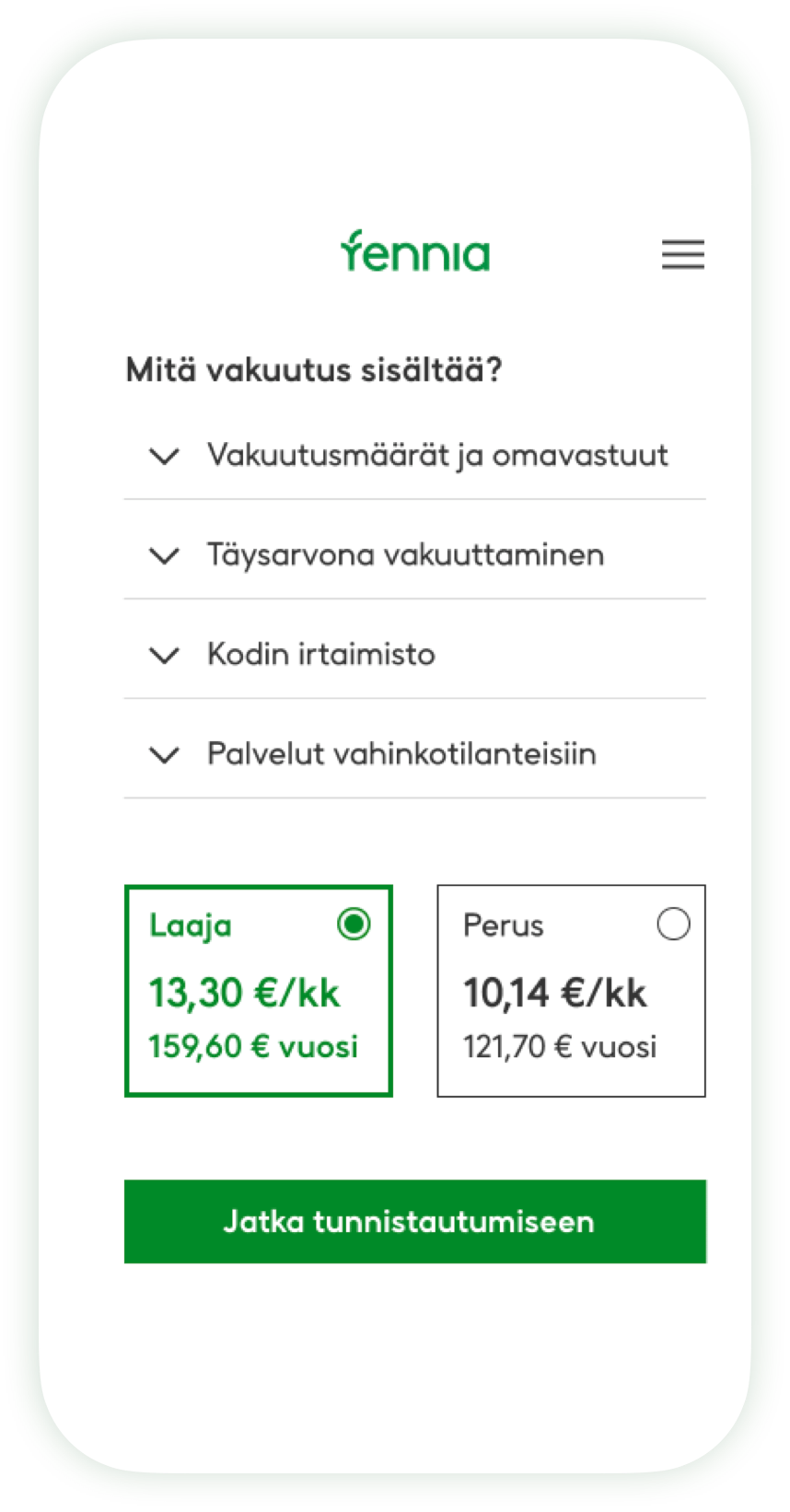 Fennia insurance webshop after
