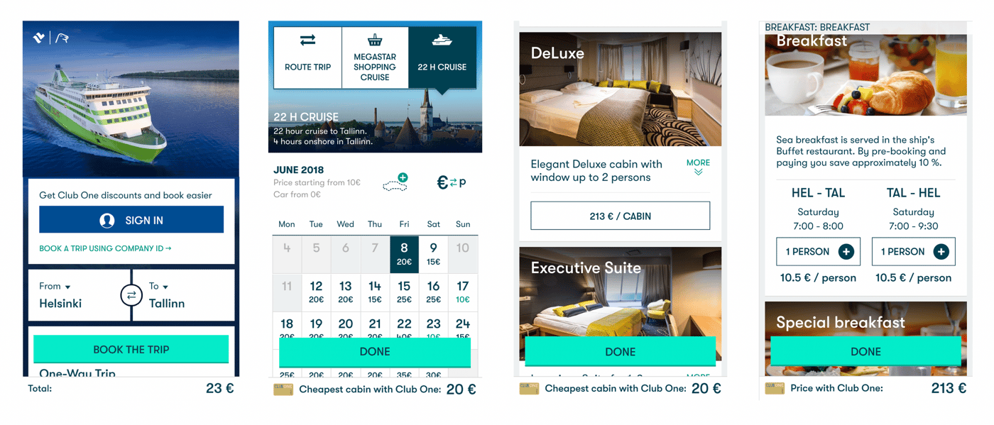 Booking steps built on smart defaults